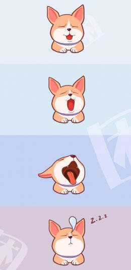 [2436x1125]可爱 柴犬 卡通 困 苹果手机动漫壁纸图片