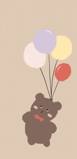 [2436x1125]可爱 气球 小熊 卡通 苹果手机动漫壁纸图片
