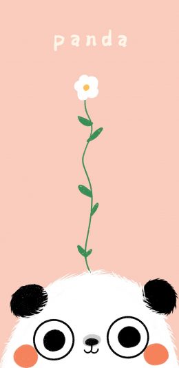 [2436x1125]可爱 熊猫 panda 长花 苹果手机动漫壁纸图片