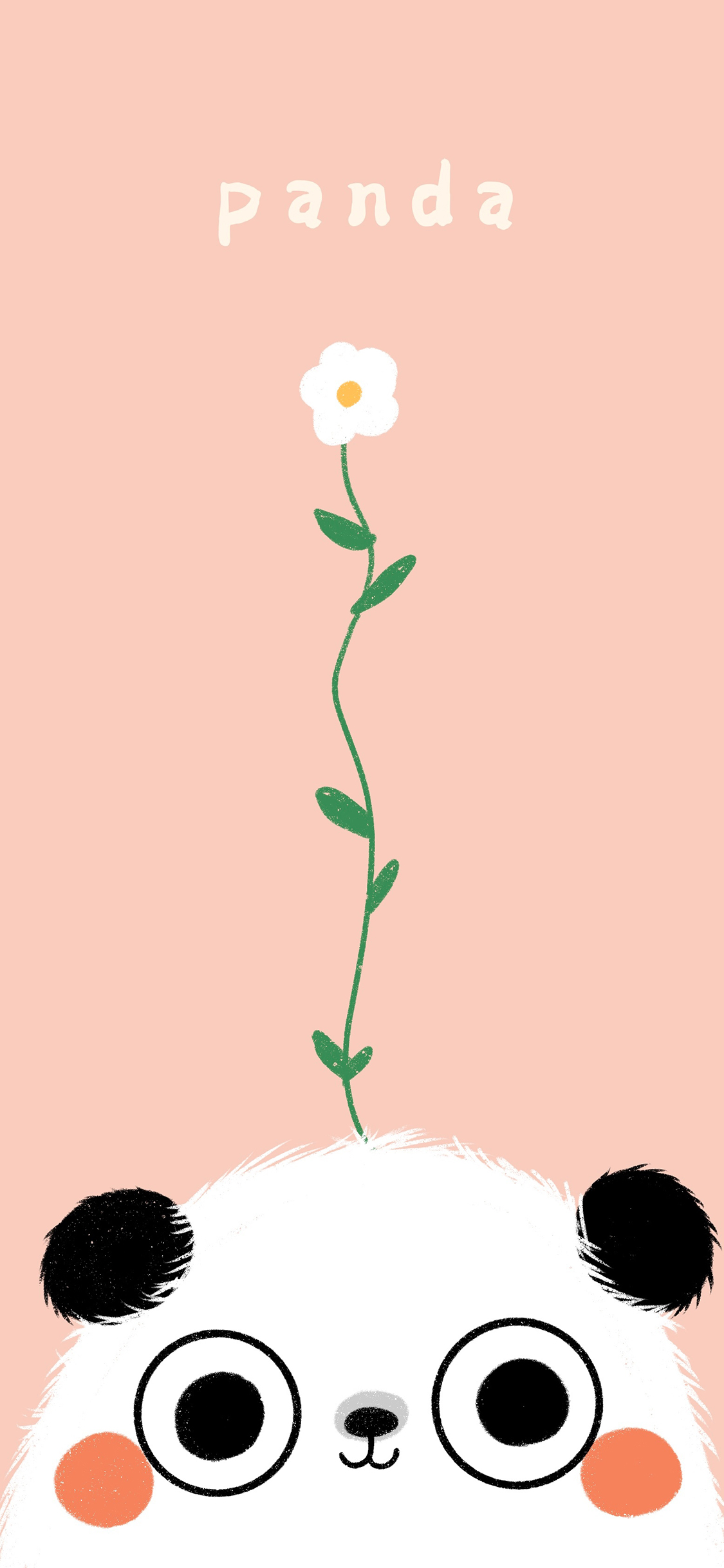 [2436×1125]可爱 熊猫 panda 长花 苹果手机动漫壁纸图片
