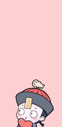 [2436x1125]可爱 爱心 僵小鱼 粉 苹果手机动漫壁纸图片