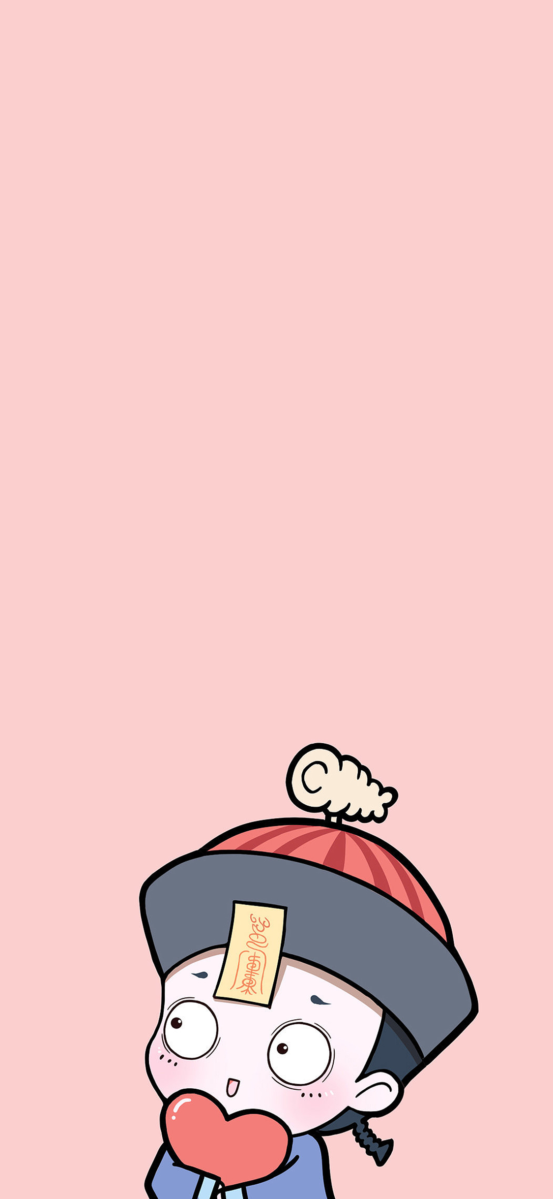 [2436×1125]可爱 爱心 僵小鱼 粉 苹果手机动漫壁纸图片