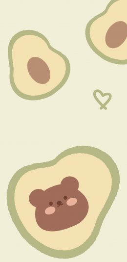 [2436x1125]可爱 牛油果 卡通 爱心 苹果手机动漫壁纸图片