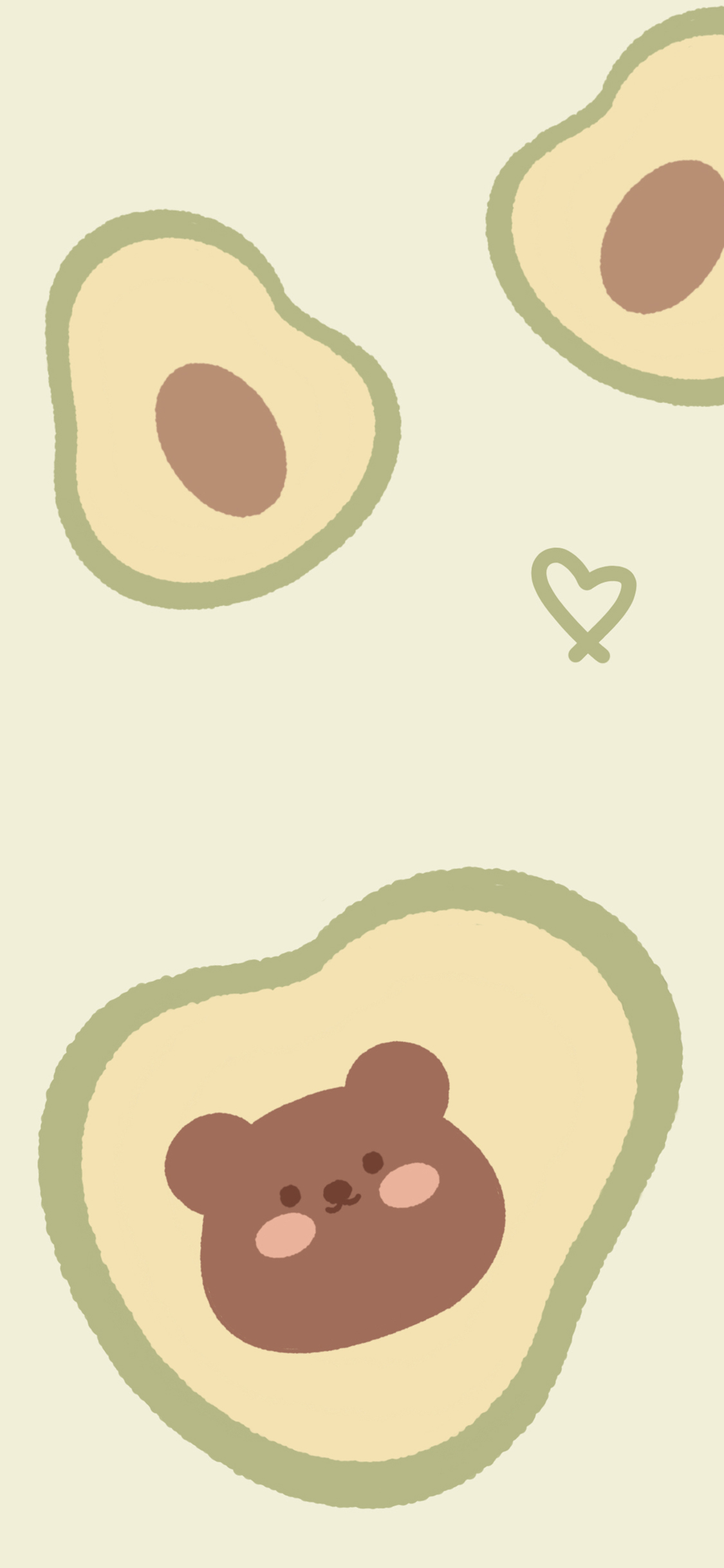 [2436×1125]可爱 牛油果 卡通 爱心 苹果手机动漫壁纸图片