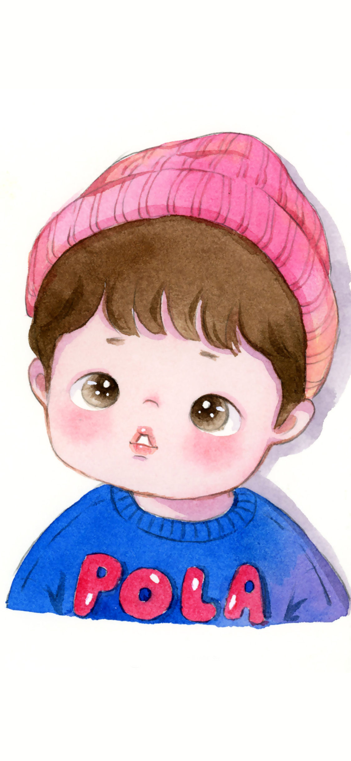 [2436×1125]可爱 男孩 毛线帽 呆萌 苹果手机动漫壁纸图片