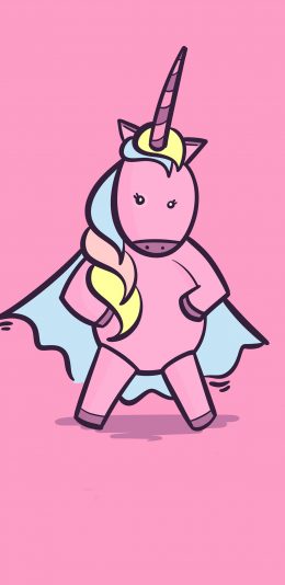 [2436x1125]可爱 粉色 独角兽 趣味 苹果手机动漫壁纸图片