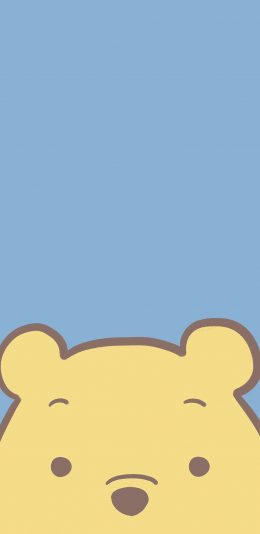 [2436x1125]可爱 维尼熊 蓝 苹果手机动漫壁纸图片