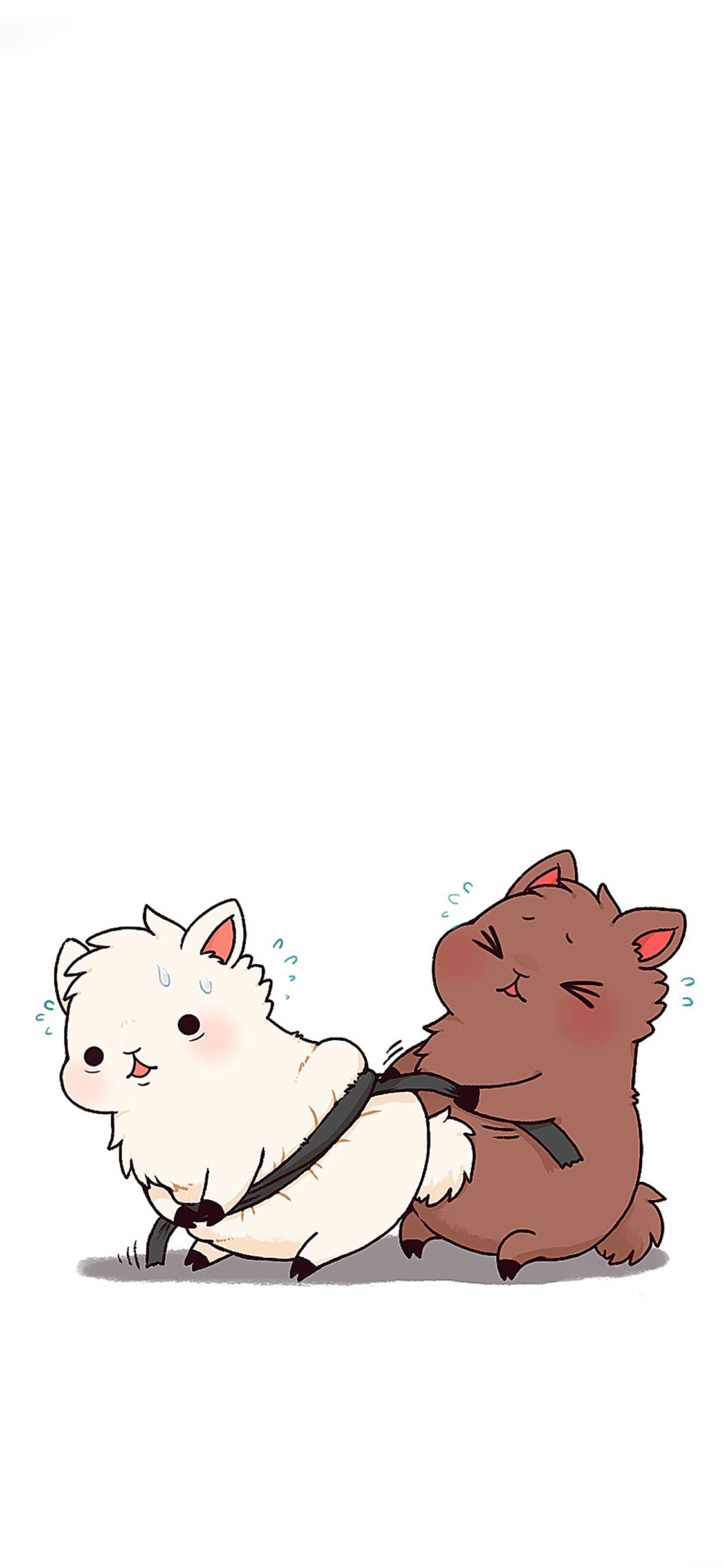 [2436×1125]可爱 羊驼 捆绑 手绘 苹果手机动漫壁纸图片