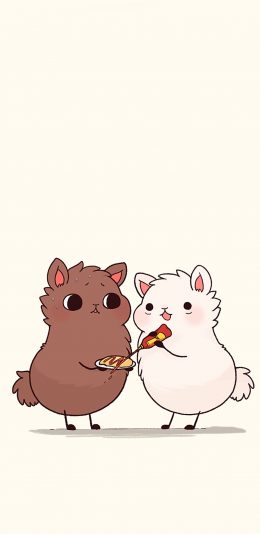 [2436x1125]可爱 羊驼 草泥马 Q版 苹果手机动漫壁纸图片