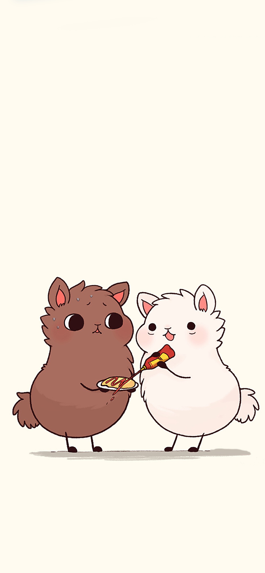 [2436×1125]可爱 羊驼 草泥马 Q版 苹果手机动漫壁纸图片