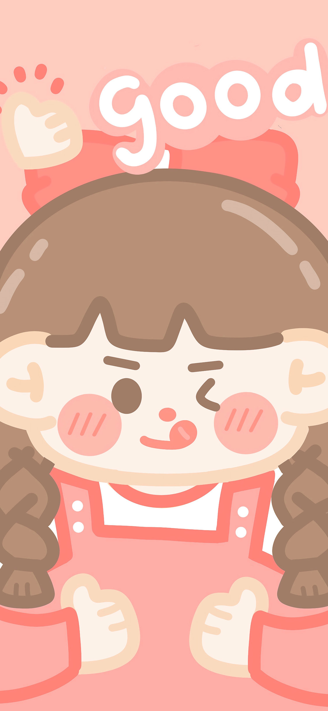 [2436×1125]可爱 胖妞 good 粉 卡通 苹果手机动漫壁纸图片