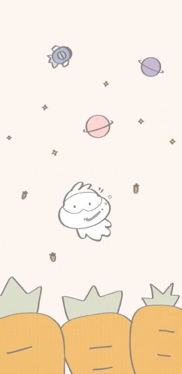 [2436x1125]可爱 胡萝卜 小白 吸管 苹果手机动漫壁纸图片