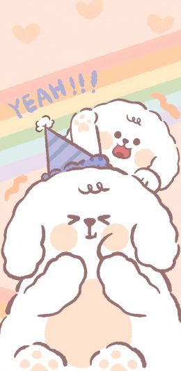 [2436x1125]可爱 色彩 yeah 爱心 小羊 苹果手机动漫壁纸图片