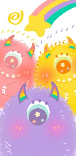 [2436x1125]可爱 色彩 可爱 小怪兽 苹果手机动漫壁纸图片