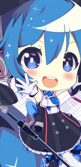 [2436x1125]可爱 蓝色 动漫少女 萌 苹果手机动漫壁纸图片
