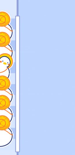 [2436x1125]可爱 达可鸭 排队 蓝 小黄帽 苹果手机动漫壁纸图片