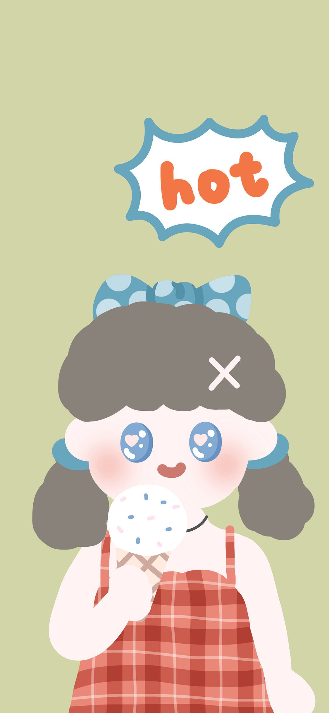 [2436×1125]可爱 雪糕 hot 女孩 苹果手机动漫壁纸图片