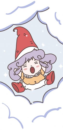 [2436x1125]可爱 高帽卡通 女孩 苹果手机动漫壁纸图片