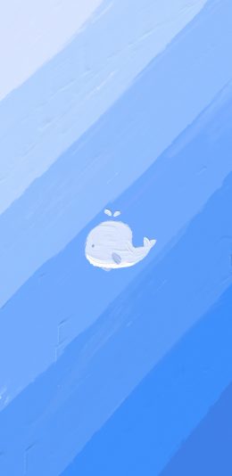[2436x1125]可爱 鲸鱼 蔚蓝 渐变 苹果手机动漫壁纸图片