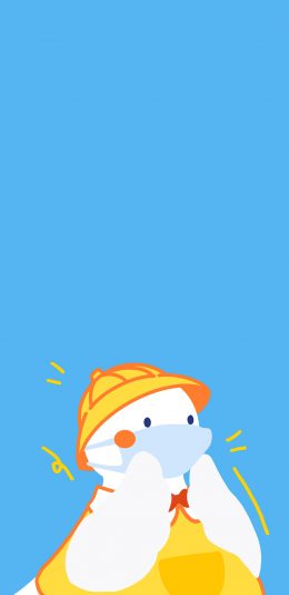 [2436x1125]可爱 鸭子 蓝 达可鸭 口罩 苹果手机动漫壁纸图片