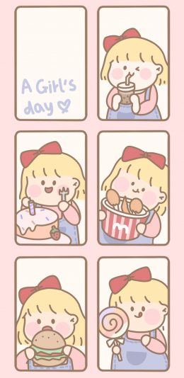 [2436x1125]可爱 鸽子 girl day 点心 奶茶 棒棒糖 汉堡 苹果手机动漫壁纸图片