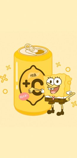 [2436x1125]可爱 黄 柠檬C 海绵宝宝 苹果手机动漫壁纸图片