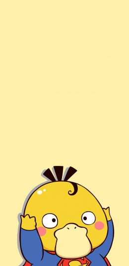 [2436x1125]可达鸭 超人 黄色 卡通 可爱 苹果手机动漫壁纸图片