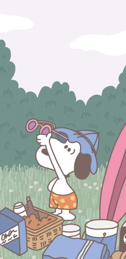 [2436x1125]史努比 动画 狗 野餐 苹果手机动漫壁纸图片