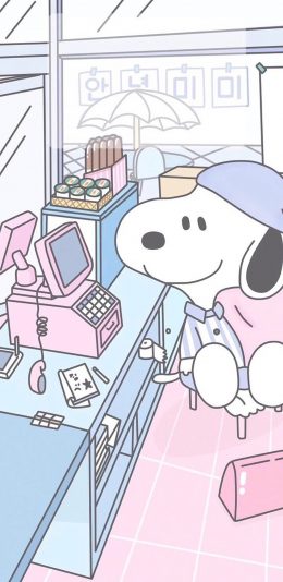 [2436x1125]史努比 收银 动画 可爱 苹果手机动漫壁纸图片