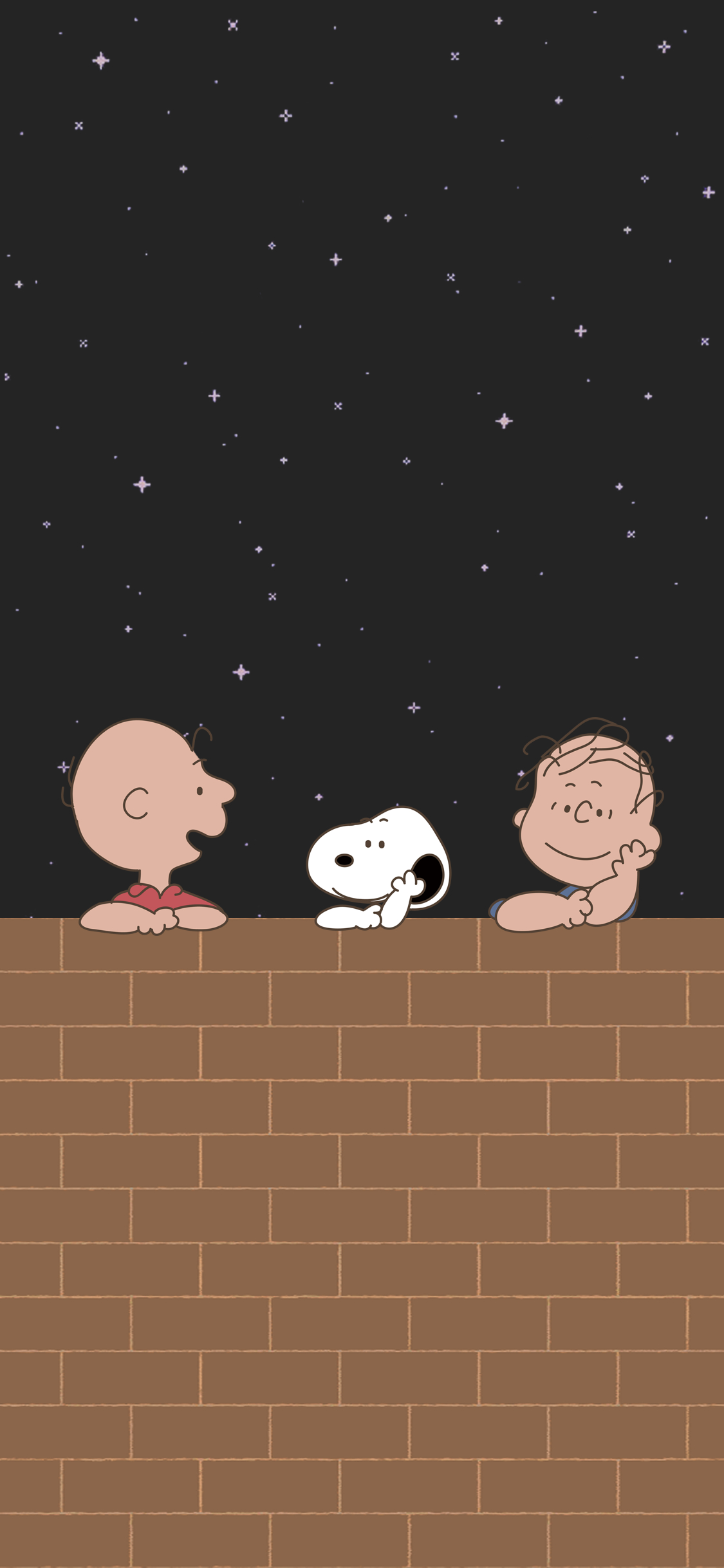 [2436×1125]史努比 查理布朗 星空 动画 苹果手机动漫壁纸图片