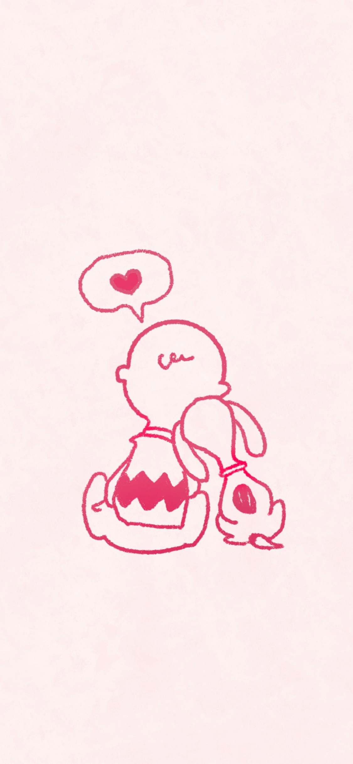 [2436×1125]史努比 查理布朗 简约 爱心 粉 苹果手机动漫壁纸图片