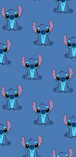 [2436x1125]史迪仔 动画 平铺 蓝色 迪士尼 星际宝贝 苹果手机动漫壁纸图片