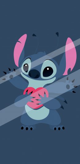 [2436x1125]史迪仔 迪士尼 蓝色 爱心 动画 苹果手机动漫壁纸图片