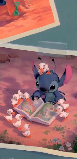 [2436x1125]史迪仔 迪士尼 阅读 鸭子 苹果手机动漫壁纸图片