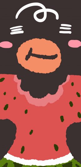 [2436x1125]吃瓜 卡通 西瓜 苹果手机动漫壁纸图片