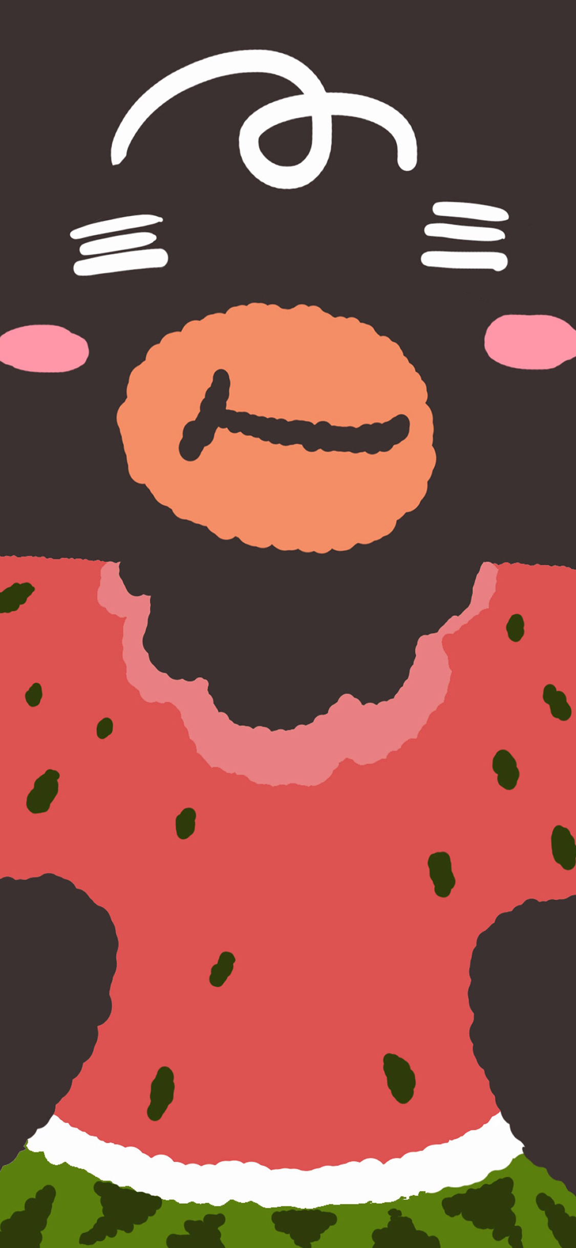 [2436×1125]吃瓜 卡通 西瓜 苹果手机动漫壁纸图片