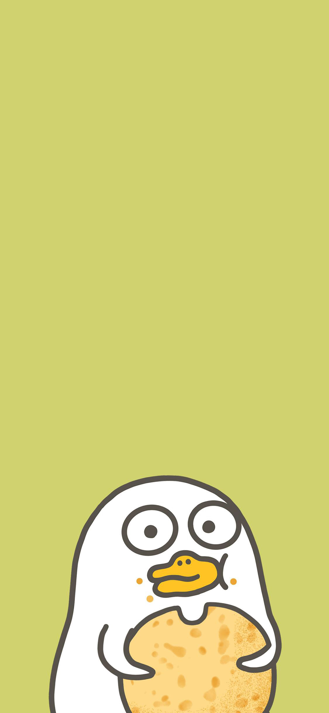 [2436×1125]吃饼 小刘鸭 吃货 卡通 苹果手机动漫壁纸图片