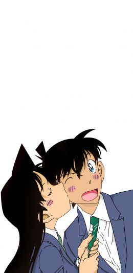 [2436x1125]名侦探柯南 小兰 新一 亲吻 动画 苹果手机动漫壁纸图片