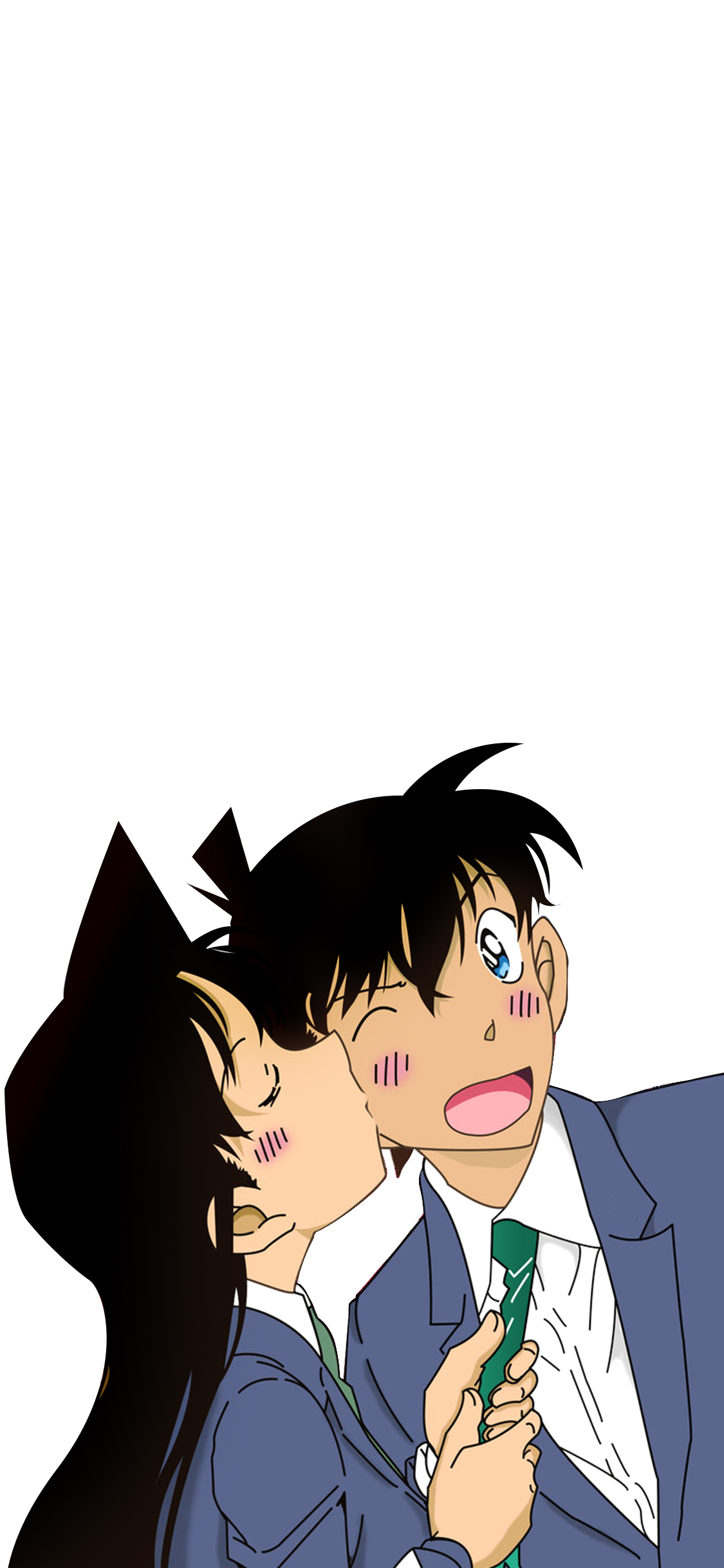 [2436×1125]名侦探柯南 小兰 新一 亲吻 动画 苹果手机动漫壁纸图片