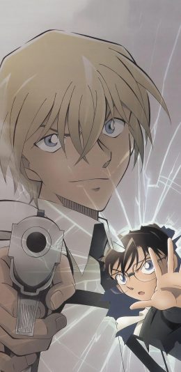 [2436x1125]名侦探柯南 零的执行人 动画 日本 玻璃 手枪 苹果手机动漫壁纸图片