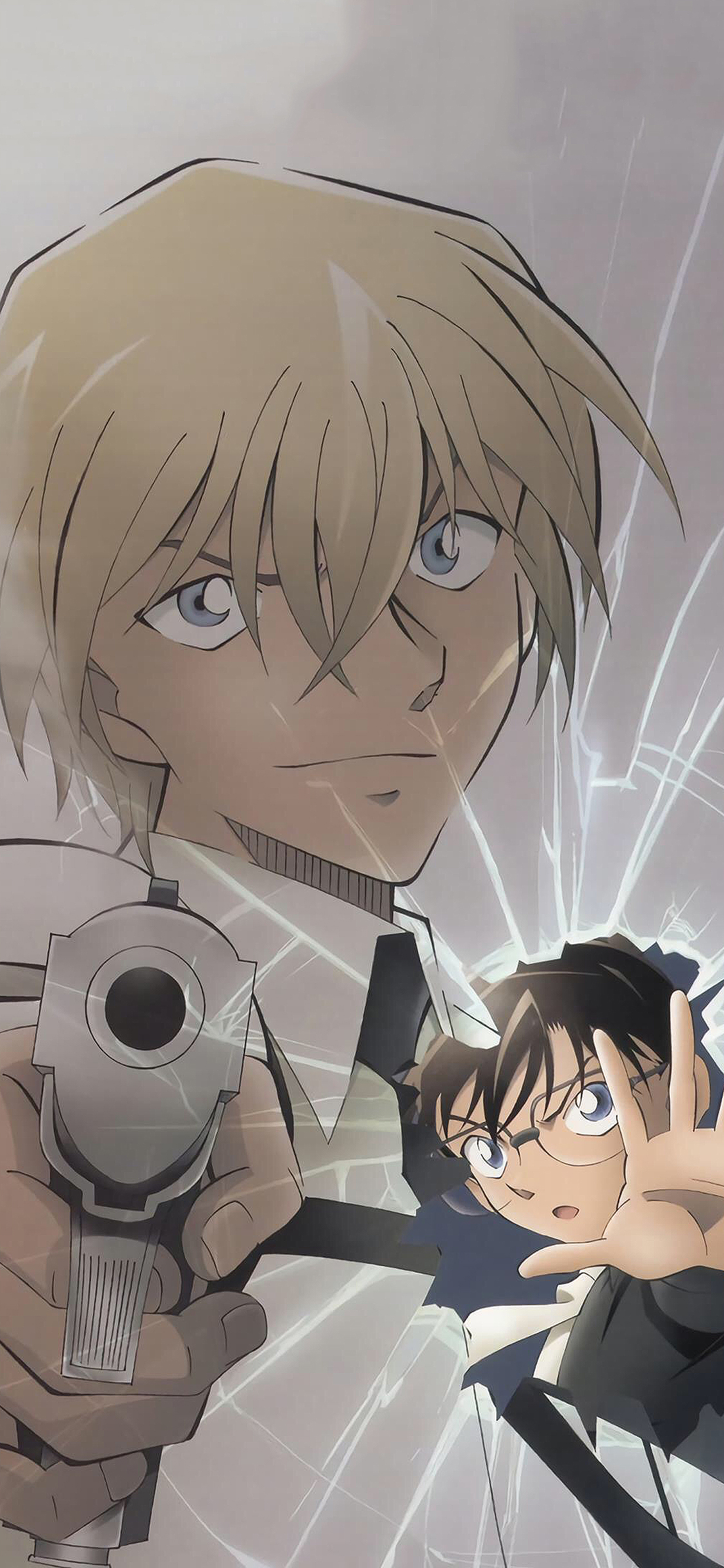 [2436×1125]名侦探柯南 零的执行人 动画 日本 玻璃 手枪 苹果手机动漫壁纸图片