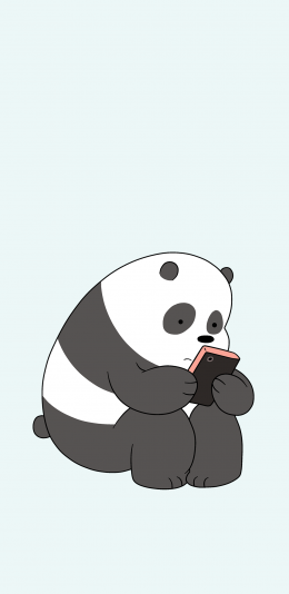 [2436x1125]咱们裸熊 动画 熊猫 手机 黑白 卡通 苹果手机动漫壁纸图片