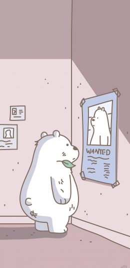 [2436x1125]咱们裸熊 动画 落魄 树叶 苹果手机动漫壁纸图片