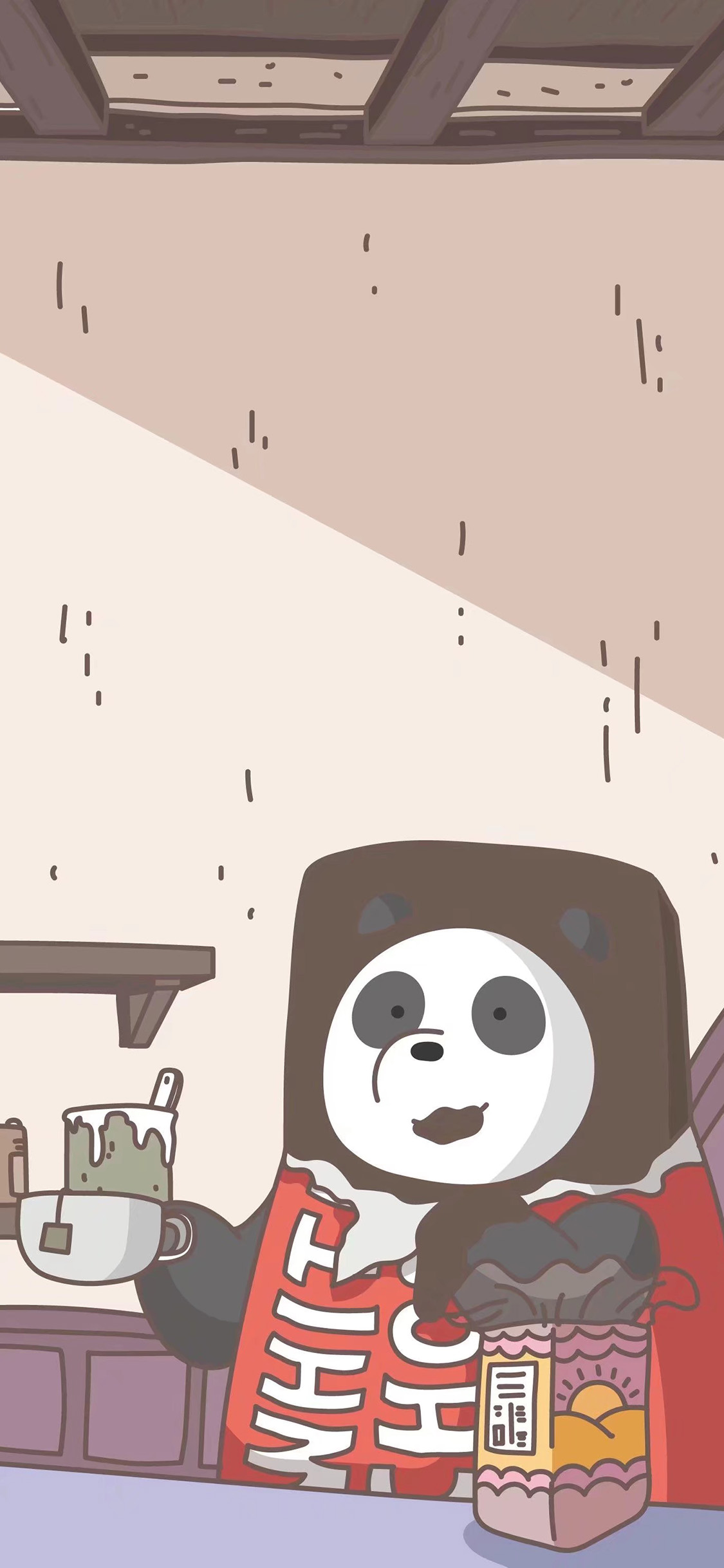 [2436×1125]咱们裸熊 动画片 熊猫 苹果手机动漫壁纸图片