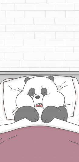 [2436x1125]咱们裸熊 卡通 动画 可爱 熊猫 被窝 苹果手机动漫壁纸图片