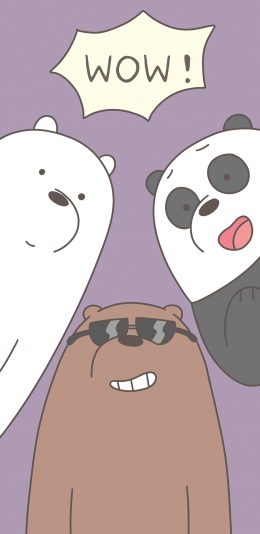 [2436x1125]咱们裸熊 紫色 wow 北极熊 熊猫 棕熊 动画 苹果手机动漫壁纸图片