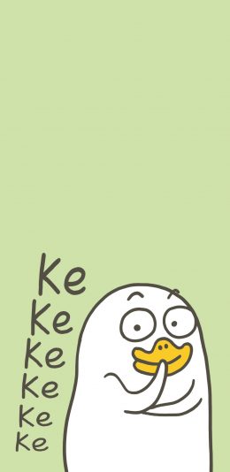 [2436x1125]咳咳咳 ke 笑 绿色 小刘鸭 苹果手机动漫壁纸图片