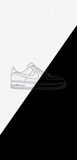 [2436x1125]品牌 Nike 鞋子 黑白 插图 苹果手机动漫壁纸图片