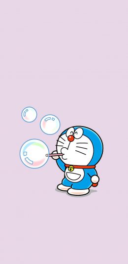 [2436x1125]哆啦A梦 动画 日漫 吹泡泡 苹果手机动漫壁纸图片