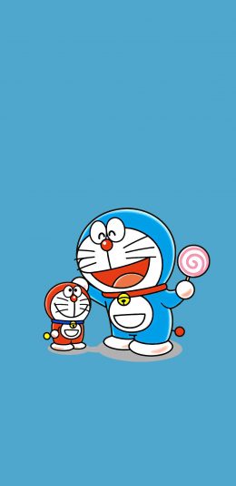 [2436x1125]哆啦A梦 动画 日漫 棒棒糖 小叮当 蓝 苹果手机动漫壁纸图片